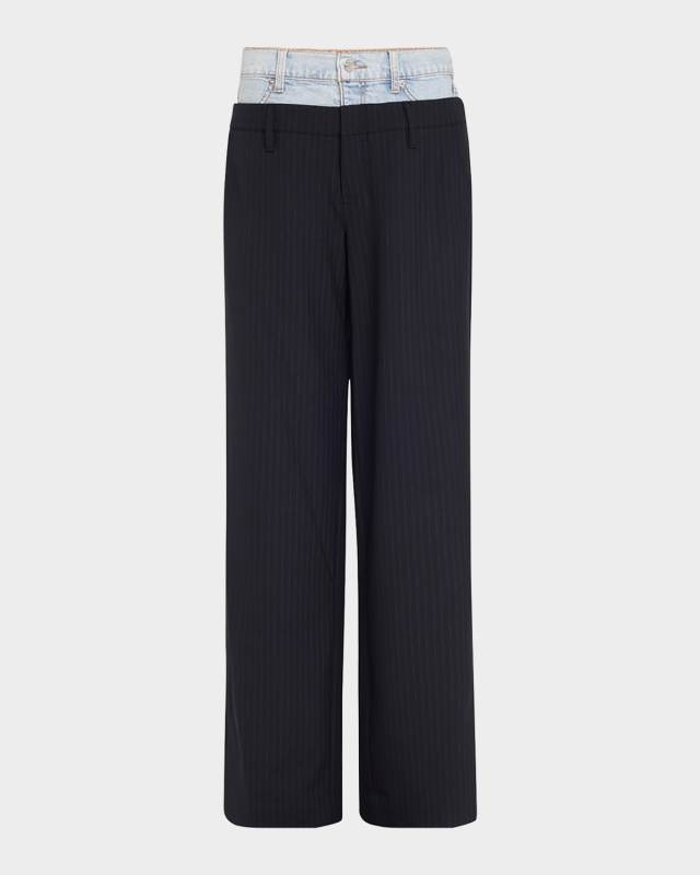 Ophelia Double Waistband Straight-Leg Combo Pants